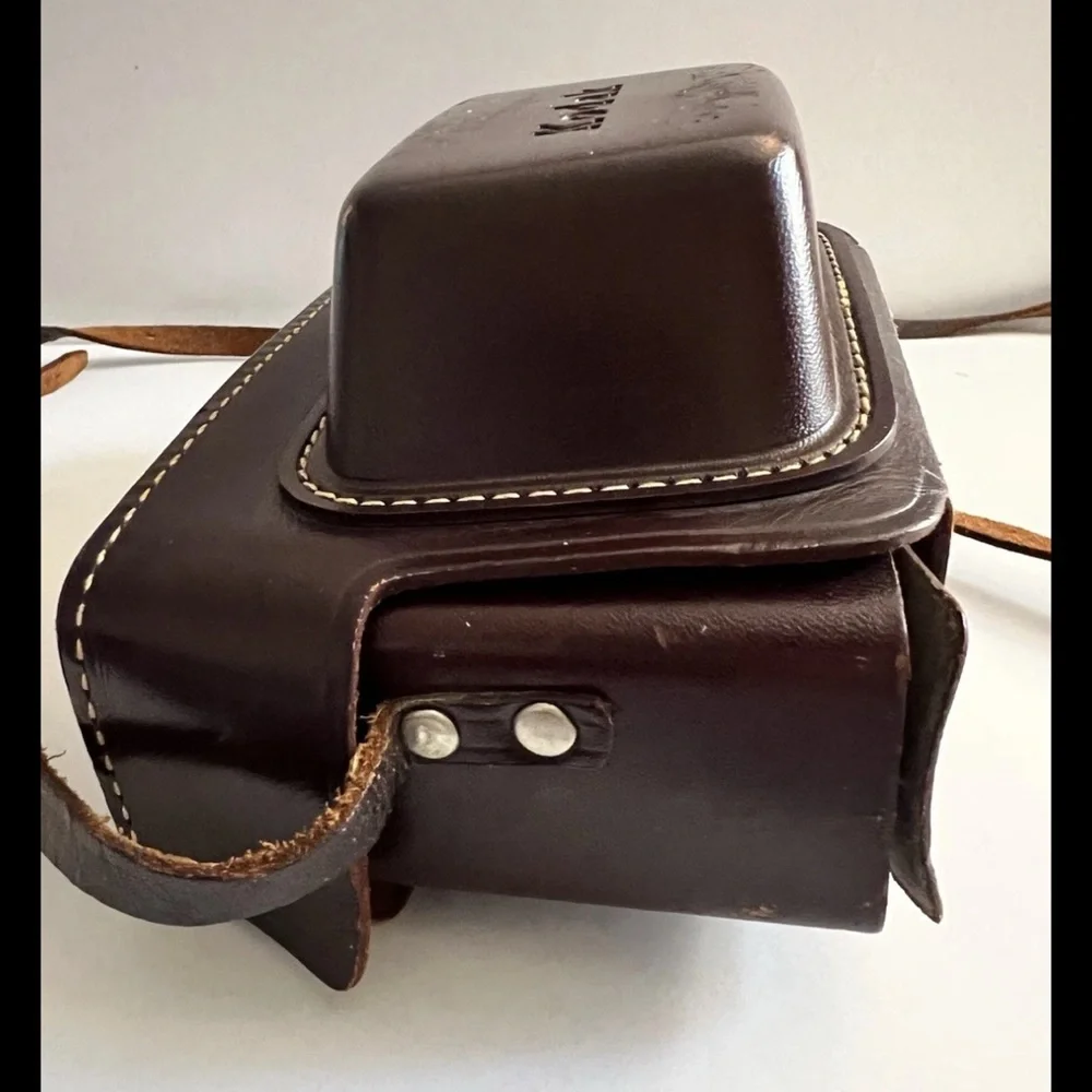 Vintage Kodak Dark Brown Leather Camera Bag with Strap